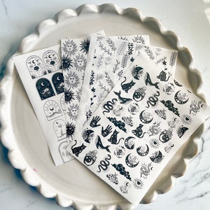 Carta di trasferimento solubile in acqua per argilla polimerica/trasferimento di immagini boho/trasferimento di tatuaggi/carta di trasferimento di argilla polimerica/mistico