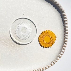 Polymer clay debossing stamp | sunflower flower botanical raised clay stamp | acrylic imprint embossing earring mat | BIG SUNFLOWER DEBO
