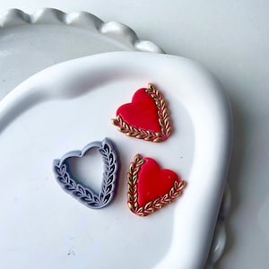 Clay cutter | heart shape cutter for polymer clay | embossing clay stamp |wreath clay earring tools |clay jewelry supplies | Valentine’s