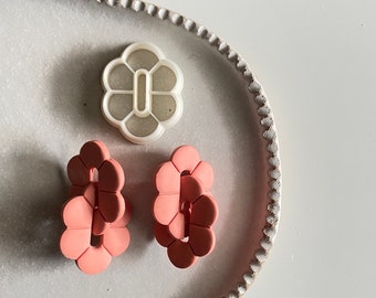 Emporte-pièce en forme de pâte polymère | boucle d'oreille en forme de fleur en chaîne à maillons découpée | outil de moulage en céramique de poterie | Bijoux DIY | CHAÎNE DE FLEURS