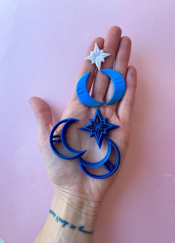 Clay cutter | moon and star shape cutters for polymer clay and ceramics | 1000 and 1 nights earrings | Arabic nights clay mold