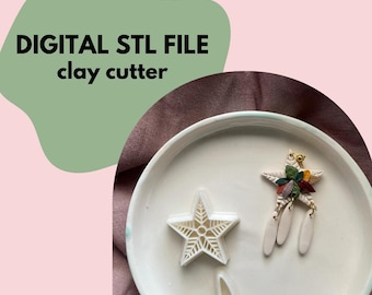 Clay cutter STL file for 3D printers | digital file only, for personal use | star and dangle shape cutter for polymer clay and ceramic