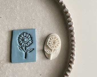 Sunflower stamp for polymer clay | Botanical flower embossing stamp | tools for clay earrings, jewelry | ceramic pottery | sunflower stamp