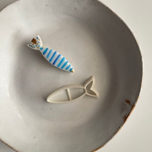 Polymer clay shape cutter | fish barrette hair clip bobby pin hair fastener | ocean sealife sardine DIY clay pottery ceramic mould | FISH