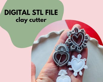 Zestaw foremek do wycinania z gliny polimerowej Sacred Heart w formacie STL (do pobrania cyfrowego): zestaw 2 foremek