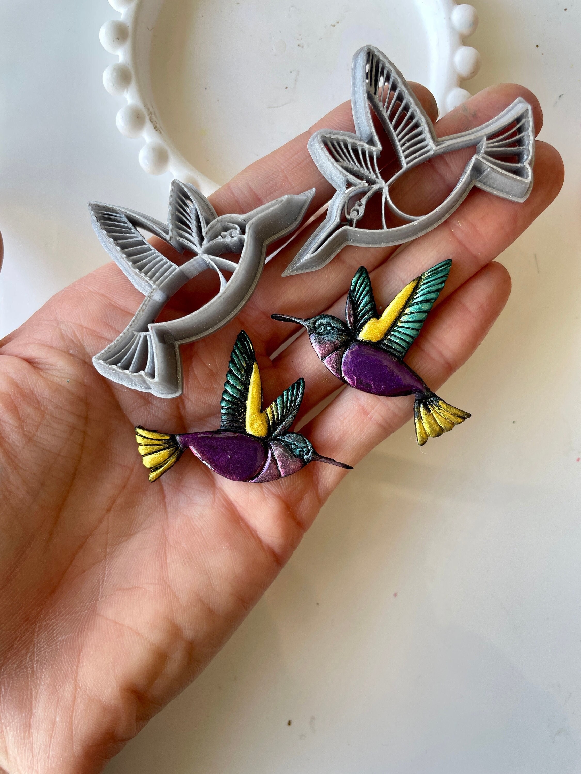 Taglierina per argilla / taglierina a forma di colibrì per argilla polimerica / taglierina per argilla a forma di uccello / utensili e forniture per argilla / orecchini in argilla con animali / taglierina affilata