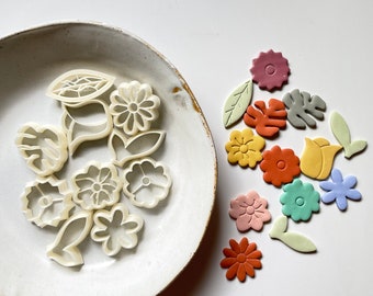 Polymer clay shape cutter | flower clay cutters bundle | floral small clay earring mould | clay embossing earring stamp |FLORAL STUDS BUNDLE
