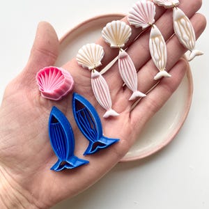 Clay cutter | fish and seashell shape cutters for polymer clay, ceramics and metal clay earrings and jewelry | Italian summer vacay