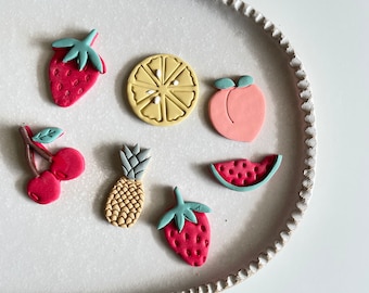 Polymer clay shape cutter | fruit watermelon lemon strawberry cherry peach pineapple earring mould bundle | pottery DIY jewellery | FRUIT