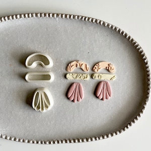 Polymer clay shape cutter set combo | art deco embossing arch stud dangle mold | ceramic pottery handmade earring mould | DANGLE COMBO 2
