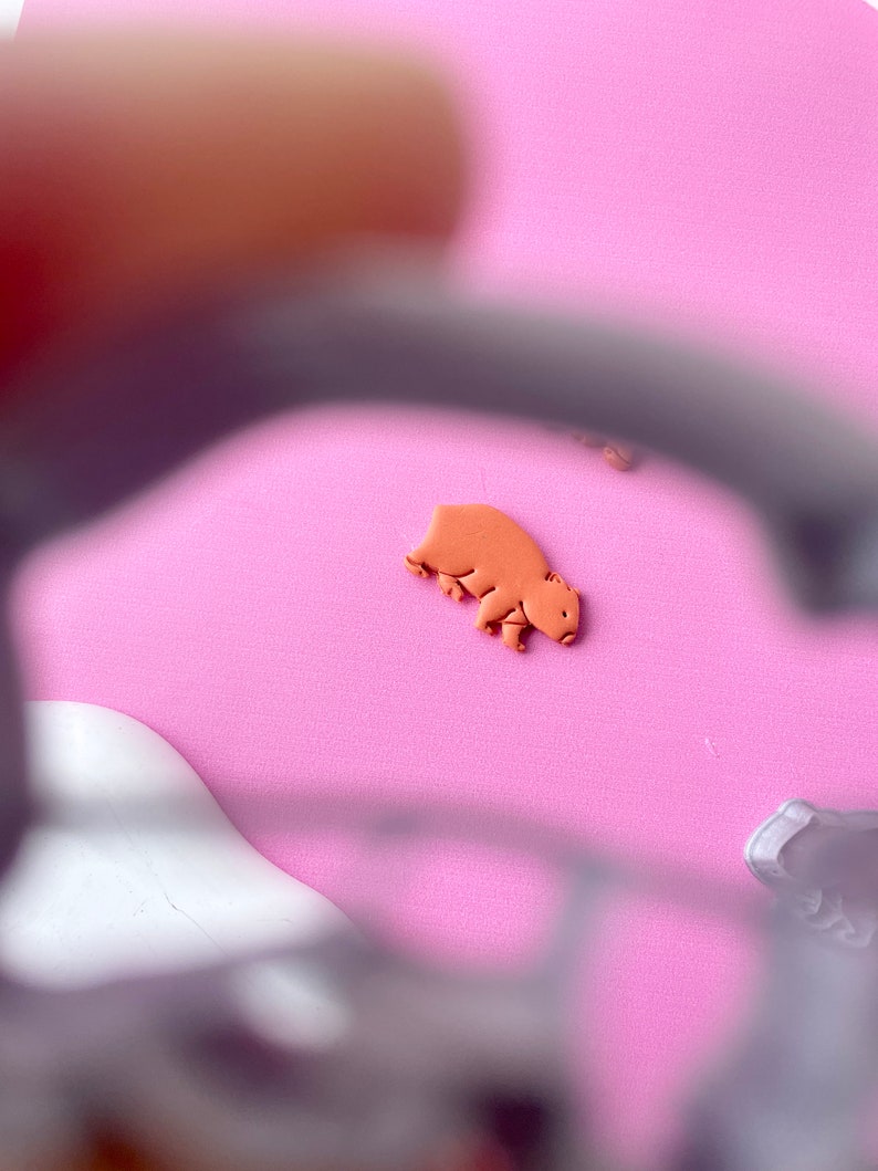 Wombat shape cutter for polymer clay earrings
