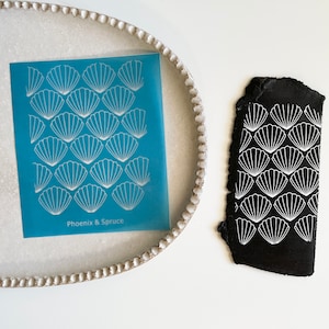Silk screen for polymer clay | seashell shell screen printing stencil | ocean sea-life small clay pattern | SEASHELL SILKSCREEN