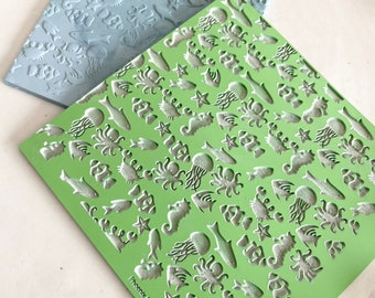 Clay texture mat | Ocean texture for polymer clay metal clay ceramic and air-dry clay| embossing clay stamp  | SEALIFE