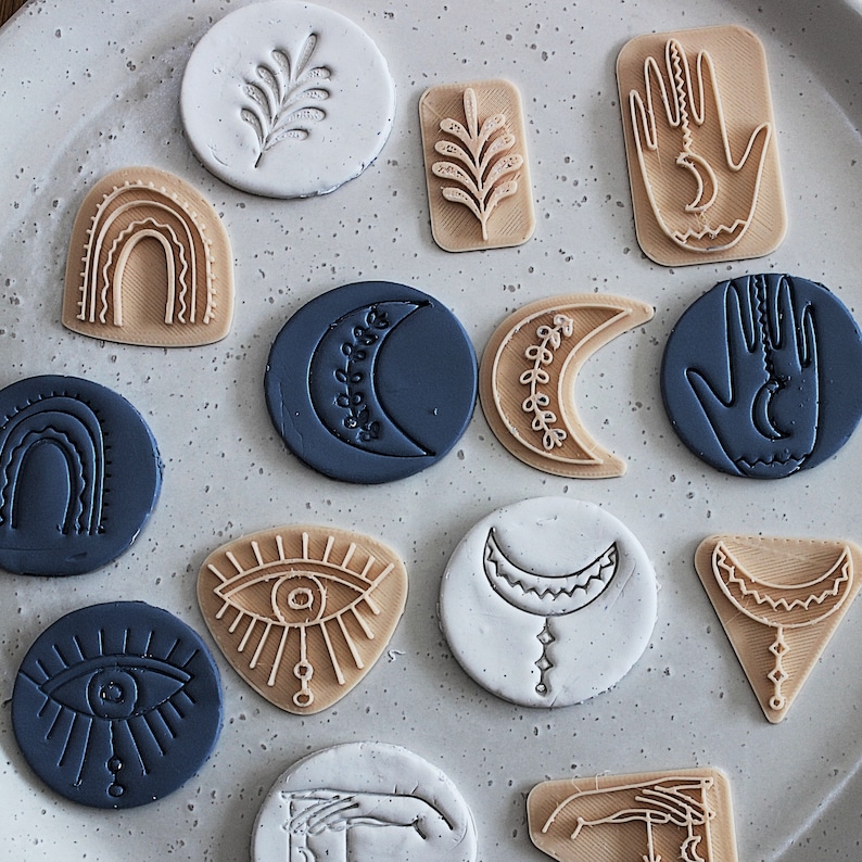 Boho clay embossing stamps polymer clay stamps celestial Etsy