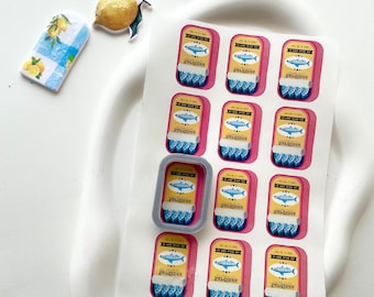 Clay cutter with matching water soluble transfer paper | canned sardines polymer clay image transfer |food shape cutter | earrings cutter