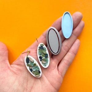 Clay cutter | Debossing long oval shape cutter set for polymer clay and ceramics earrings and jewelry | bezel blank clay tools and supplies