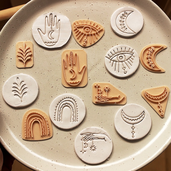 Boho Clay Embossing Stamps Polymer Clay Stamps celestial Soap