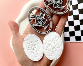 White rabbit clay cutter | bunny shape cutter for polymer clay | Alice's adventures clay cutter |  wonderland clay stamp | clay tools