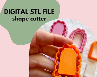 May include: A set of three orange plastic cookie cutters in the shape of an arched doorway with scalloped edges. The cutters are designed for use with fondant or cookie dough.