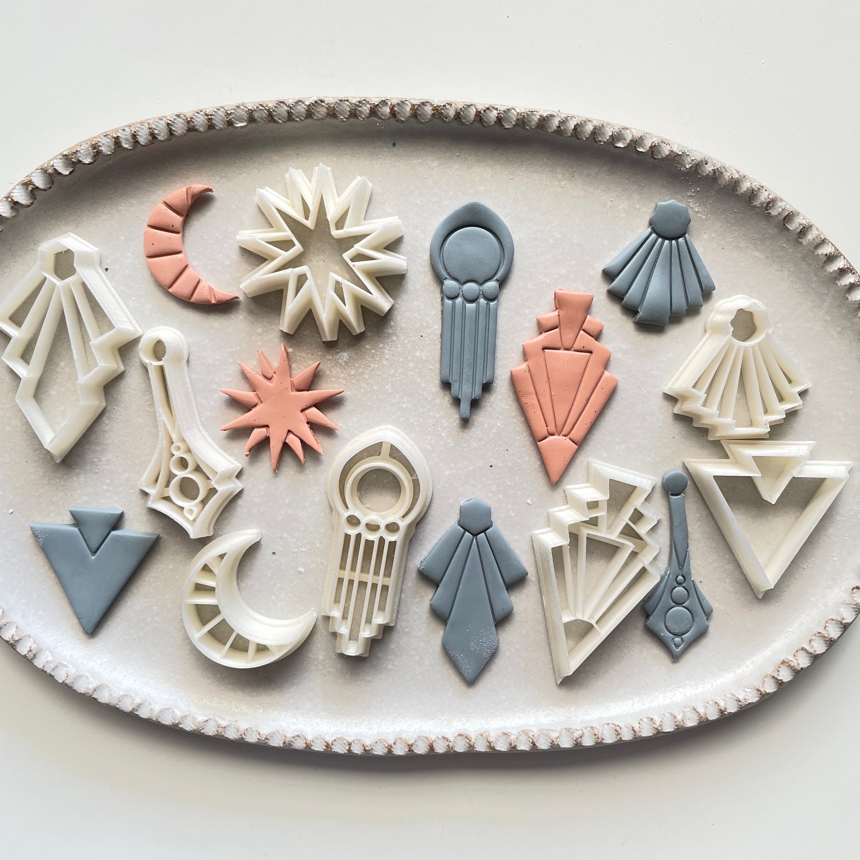 Polymer Clay Shape Cutters Art Deco Embossing Cutters Etsy