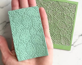 Polymer Clay texture mat | monstera leaves texture sheet | metal clay texture mat | tropical clay stamp | impression sheet | ABSTRACT 103