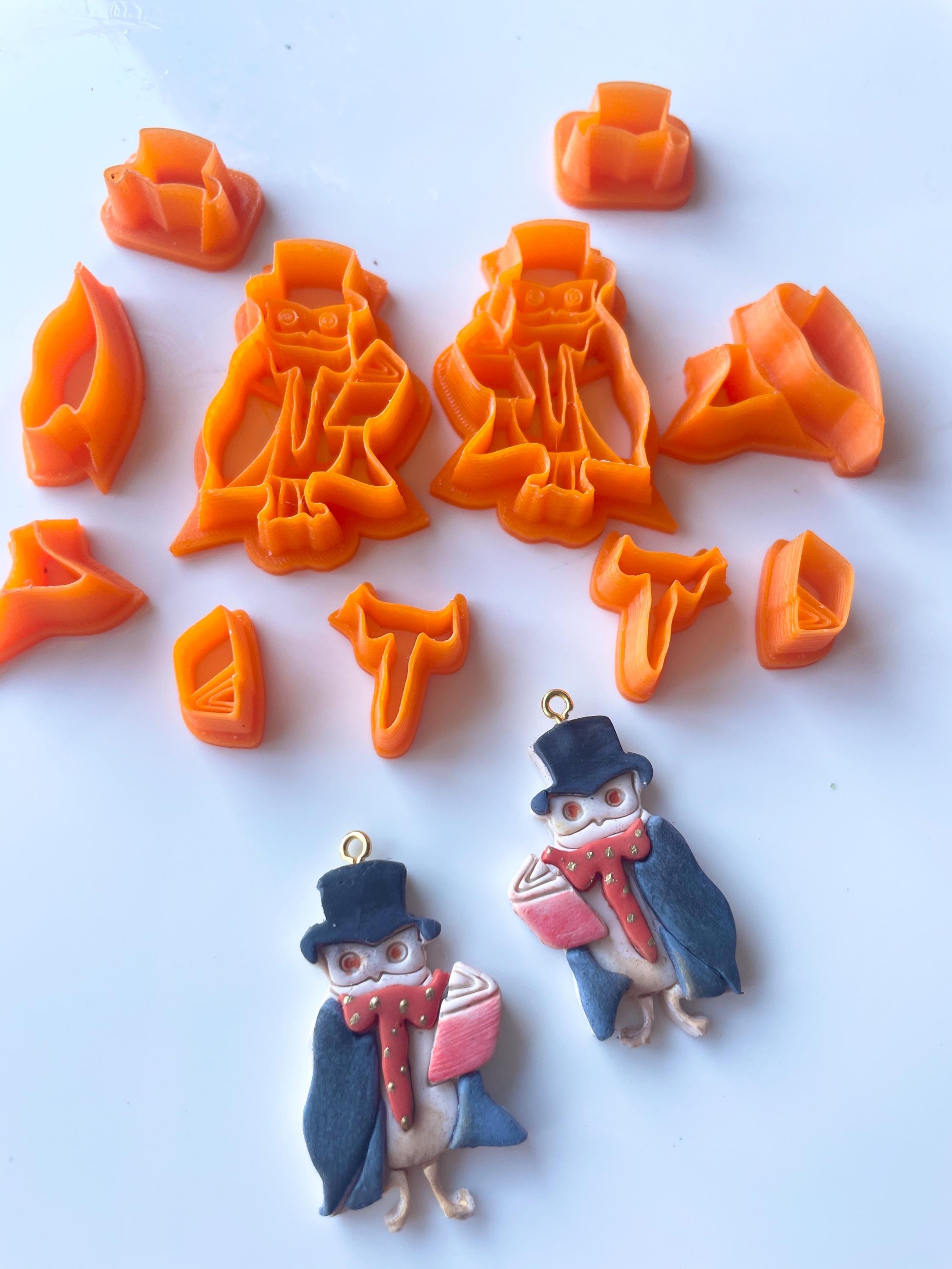 Polymer Clay Cutter set| vintage owl 3D Printed Tools | Embossing Cutter for Jewelry & Earrings 