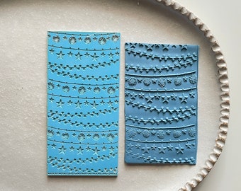 Polymer clay texture mat | bunting Christmas lights flags rubber impression sheet | pottery ceramic earring supplies | BUNTING MAT