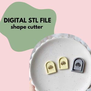 May include: Three digital STL files for a shape cutter. Two are yellow with a shell design and one is grey with a shell design.  DIGITAL STL FILE shape cutter.