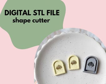 May include: Three digital STL files for a shape cutter. Two are yellow with a shell design and one is gray with a shell design.  DIGITAL STL FILE shape cutter.