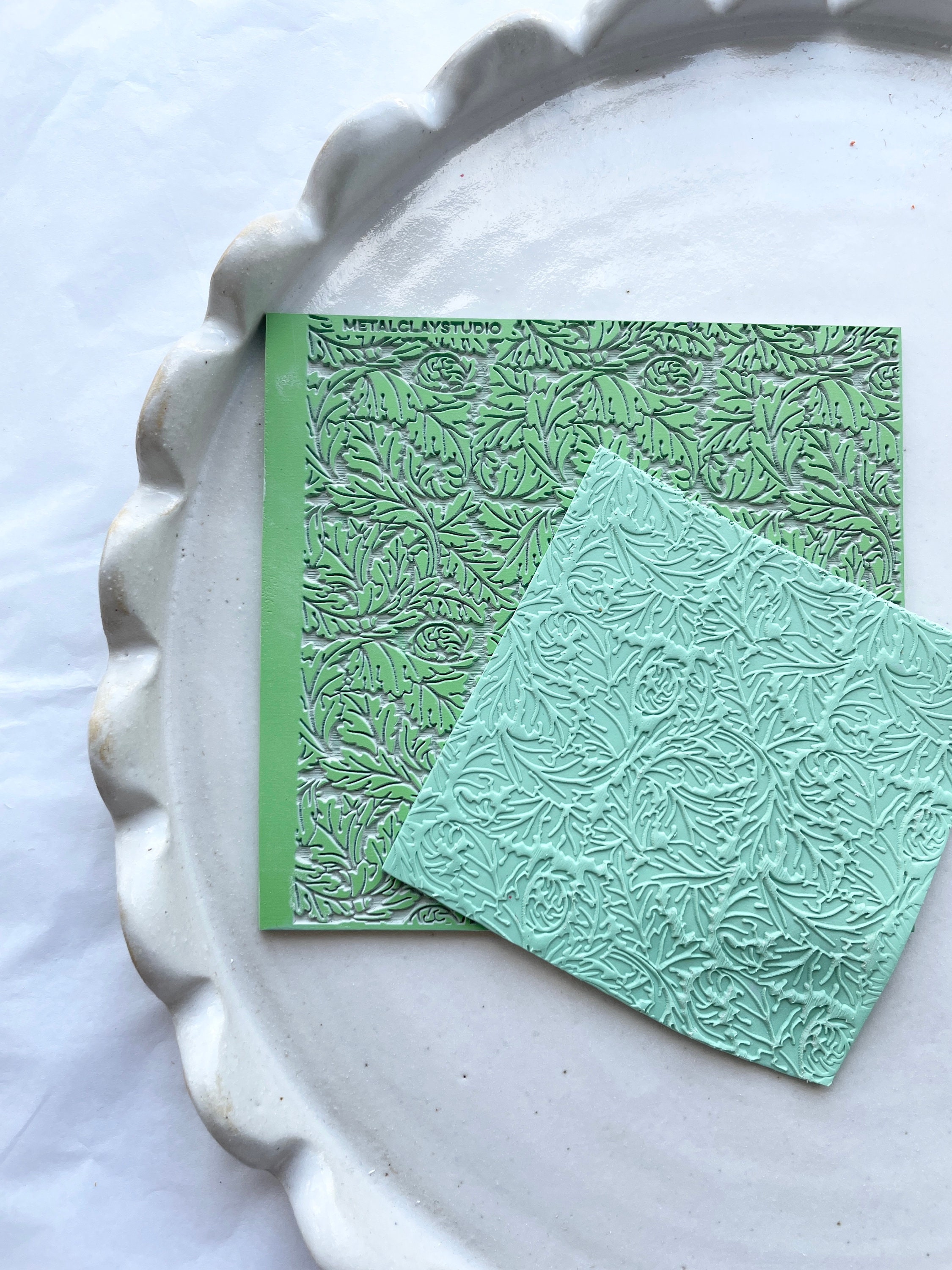 Polymer Clay Texture Mat Leaves Texture Sheet Metal Clay Texture Mat  Embossing Impression Sheet Rose Clay Stamp Ceramic AB 105 