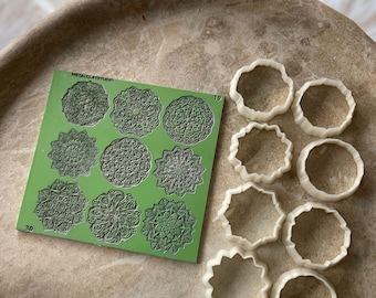 Mandala texture mat for polymer clay | Metal clay studio design | impression sheet kit | pottery ceramic earring tools | Mandala art 19