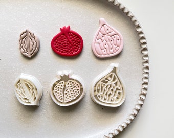Fruit Polymer clay shape cutter | pomegranate fig walnut mold | handmade earring shape mould | ceramic pottery supplies | FESTIVE FRUIT