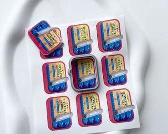 Clay cutter with matching water soluble transfer paper | canned sardines polymer clay image transfer |food shape cutter | earrings cutter