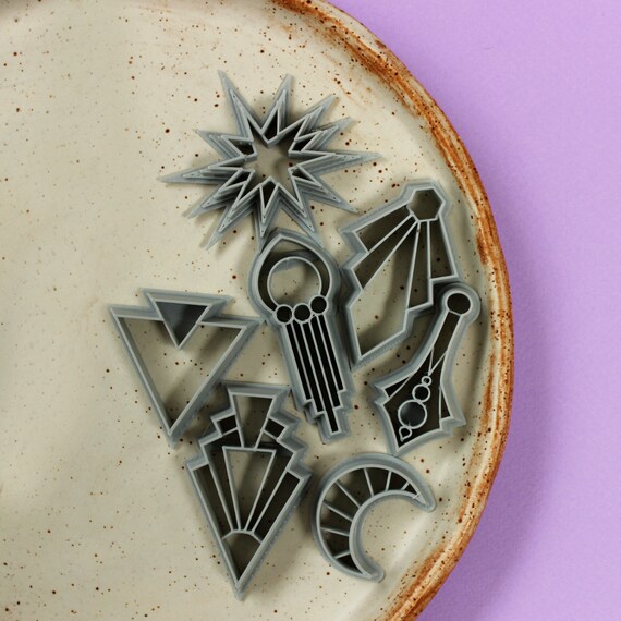 Art Deco Shape Cutters Polymer Clay Embossing Cutters Etsy