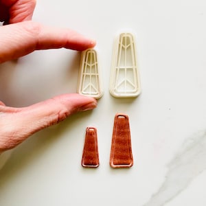 Polymer clay shape cutter | long trapezium trapezoid frame sharp cutter | 2 sizes | studs & dangle earrings mould | EDGED LONG TRAPEZIUM
