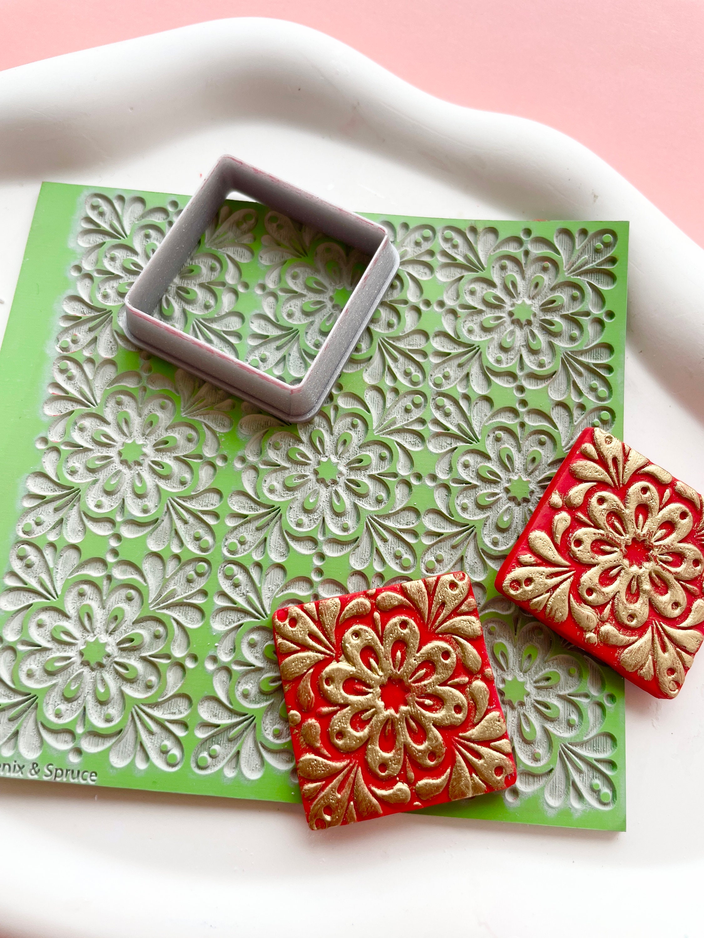 Clay texture mat | moroccan texture for polymer clay metal clay ceramic and air-dry clay| mediterranean tile embossing clay stamp | azulejo