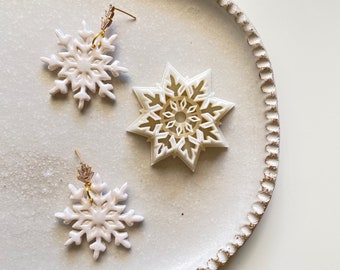 Emporte-pièce en forme de flocon de neige en pâte polymère | Moule à neige de Noël d'hiver | moule en forme de boucle d'oreille | articles de poterie en céramique | FLOCON