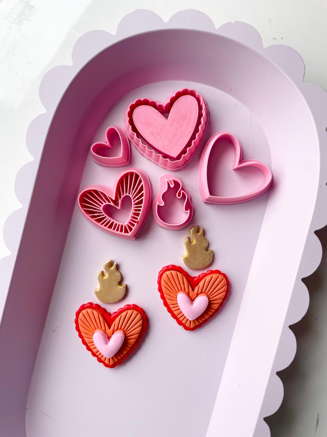 和洋裁材料 Asimetric Heart / GeazlaCutters Clay Cutter | Sacred Heart Shape Cutters Set for Polymer Clay and