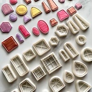 Polymer clay shape cutter | edged frame sharp cutter bundles | 2 sizes | studs & dangle earrings mould | ceramic | EDGED CUTTERS SET