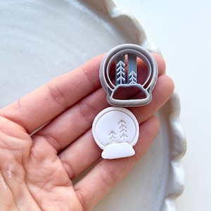 Snow globe clay cutter | trees glass snowball shape cutter for polymer clay | Christmas holidays cutter | clay stamp | clay earrings tools