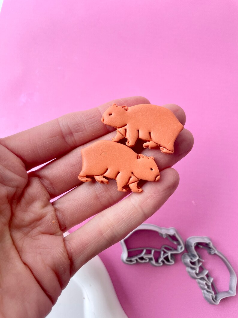 Wombat shape cutter for polymer clay earrings
