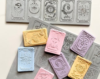 Polymer clay texture mat | tarot arcana mystical boho fortune teller impression sheet | metalclay stamps | pottery ceramic tools | TAROT MAT