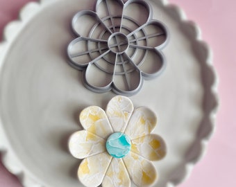 Trinket dish clay cutter | large polymer clay shape cutter | embossing flower dish cutter | ceramics clay metal clay tools