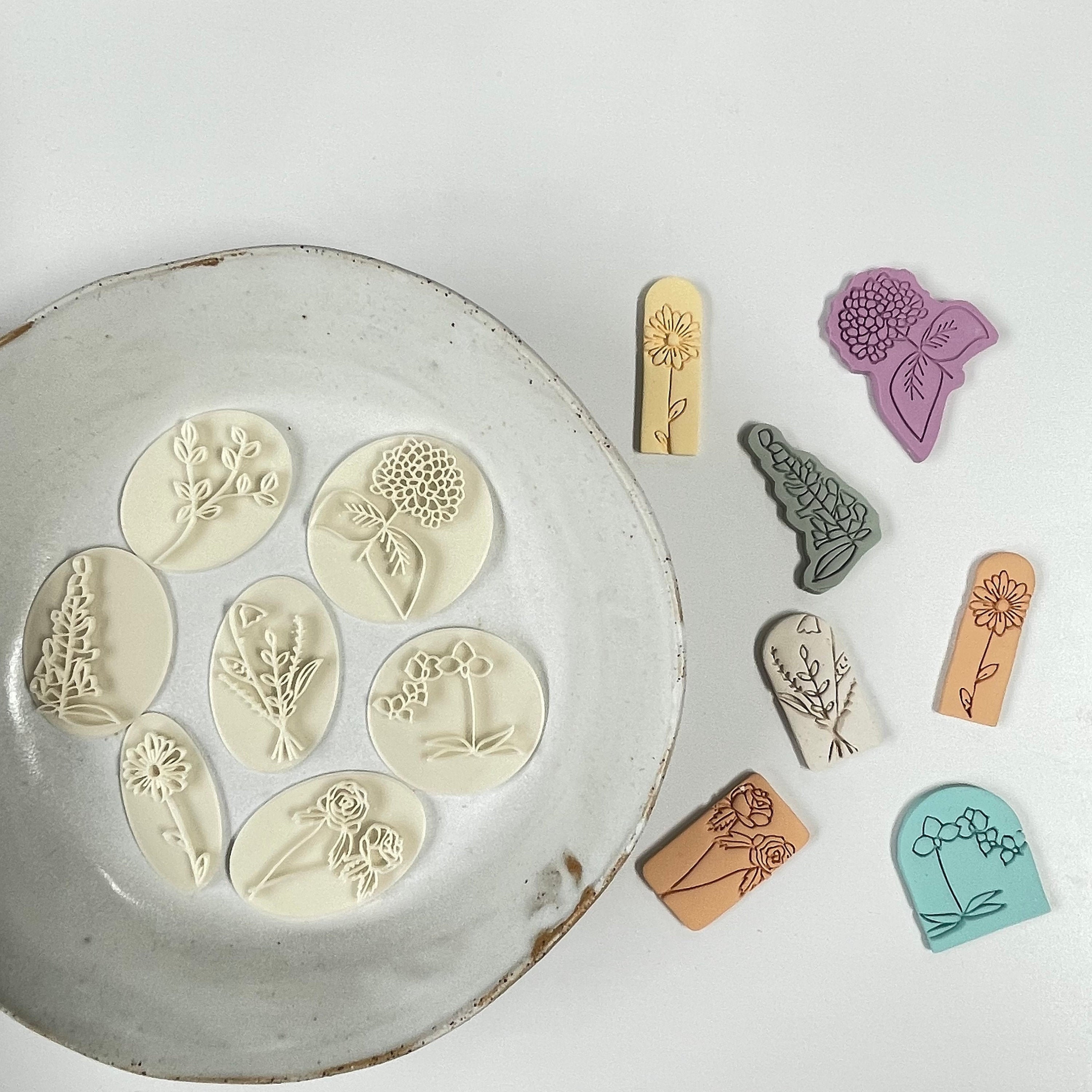 Botanical polymer clay stamps embossing stamps floral soap Etsy