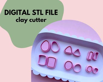 File STL per taglierine in argilla per castoni / Modello per stampante 3D (file digitale) / Taglierine in argilla per debossing / 6 design