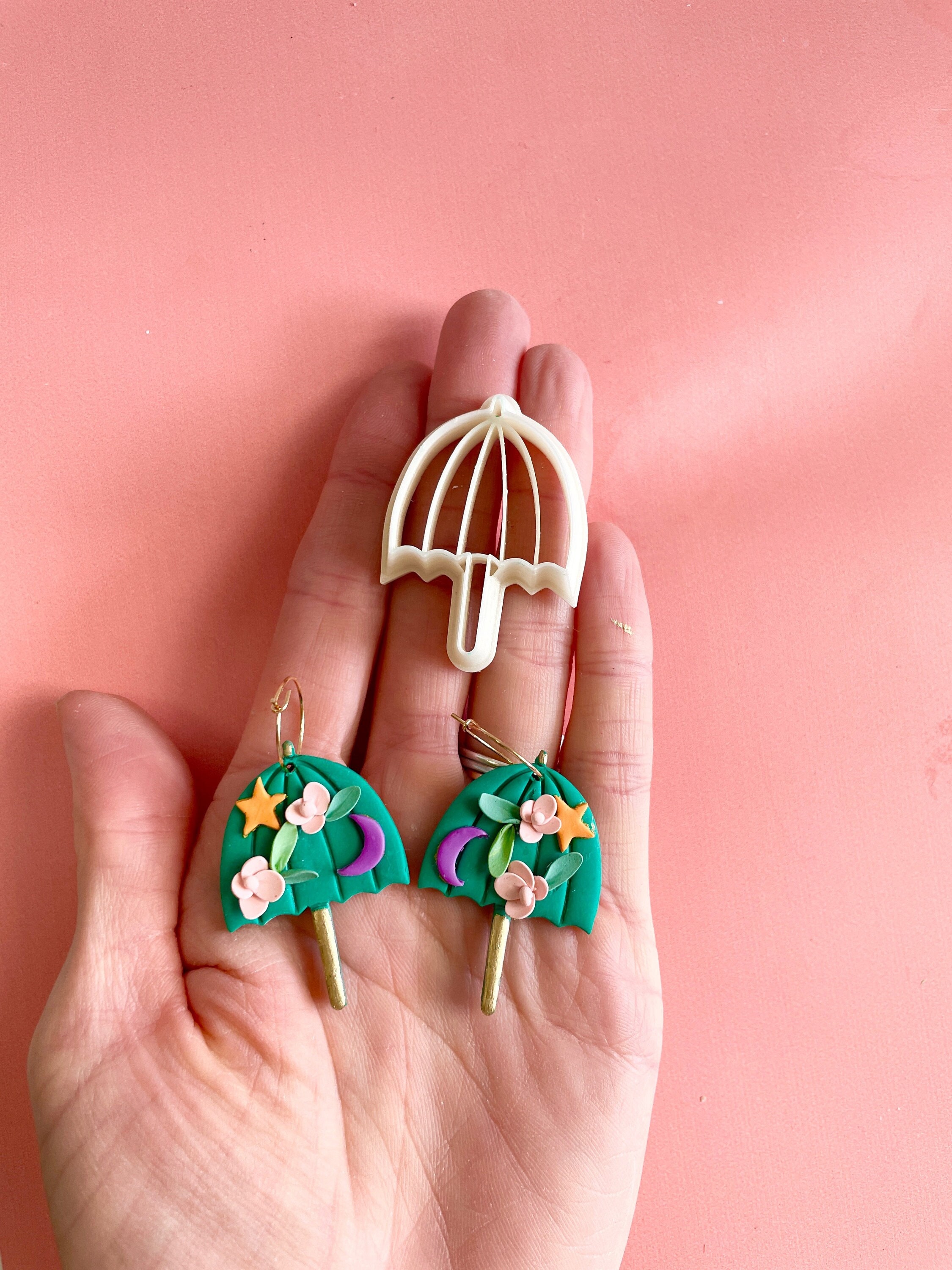 Umbrella polymer clay cutter. Make polymer clay earrings with this