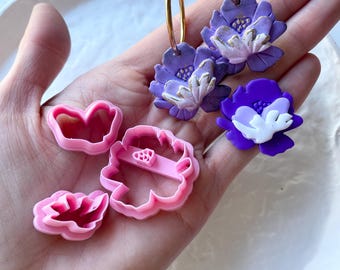 Clay cutter | flower shape cutter set for polymer clay and ceramics earrings and jewelry | clay tools and supplies | layered flower 1