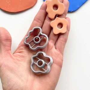 Shape cutter | set of 2 flower clay cutters for polymer clay | organic floral clay stamp | clay earrings tools | clay jewler