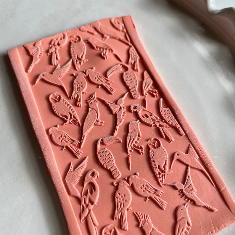 Polymer Clay Texture Mat Birds Texture Sheet Australian Etsy