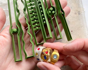 Clay cutter | rings shape cutters for polymer clay and ceramics | DIY gemstone rings molds | 6 designs